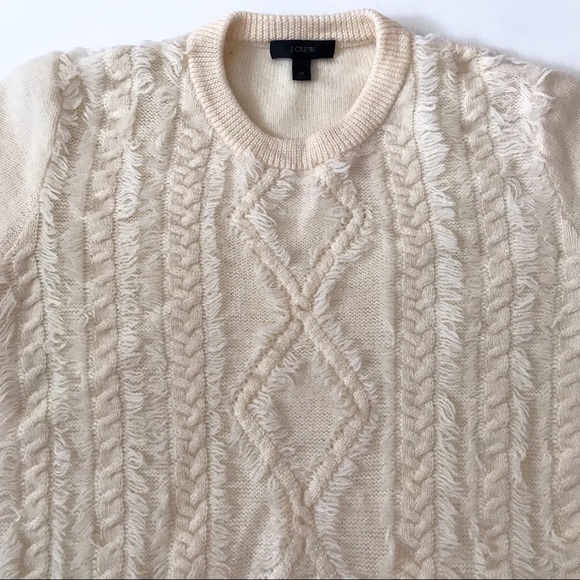 J. Crew Cable Crew Neck Sweater With Fringe - Picture 4 of 6